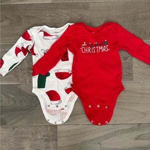 Carter's Red and White Christmas Bodysuits